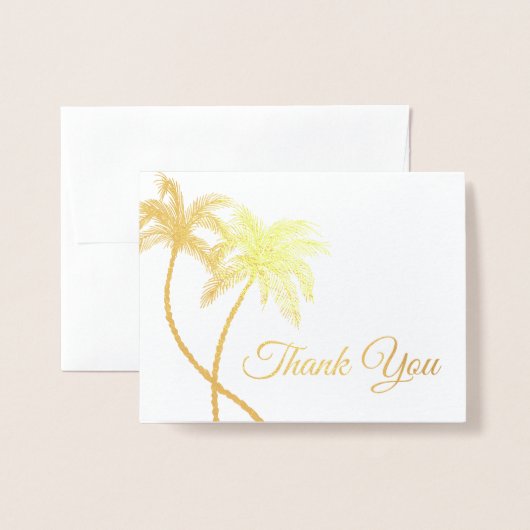 エレガントなロゴのヤシの木の金ゴールドホイルのサンキューカード 箔カード (封筒付き正面)