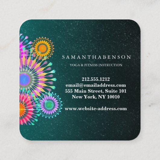 エレガントなロゴのヨガの黙想のはすの花 スクエア名刺 (裏面)