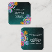 エレガントなロゴのヨガの黙想のはすの花 スクエア名刺 (正面/裏面)