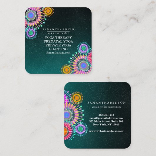 エレガントなロゴのヨガの黙想のはすの花 スクエア名刺 (正面/裏面)