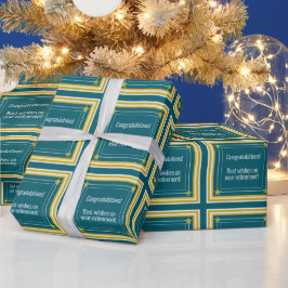 エレガントなロゴ、写真、星、ターコイズブルーのお祝い ラッピングペーパー