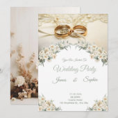 エレガントなロマンス ウェディング 招待状 (正面/裏面)