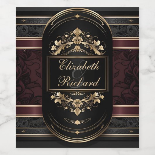 エレガントなロマンス ヴィンテージ デマスク セレブレーション ワインラベル (シングルラベル)