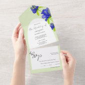 エレガントなロマンチックなアイリスフラワーの手描きイラスト オールインワン招待状 (貼ってはがせる)
