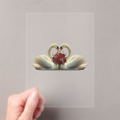 エレガントなロマンチックなスワンと赤いバラ - バレンタインデーのP アクリル招待状 (インサイチュ (ポータブル))