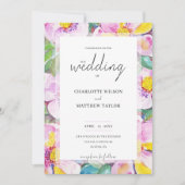 エレガントなロマンチックな桃の花 水彩画アート 招待状 (正面)