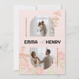 エレガントなロマンチックフォトウェディング招待状 招待状