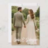 エレガントなロマンチックフォトスクリプトモダンウェディング 招待状 (裏面)