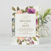 エレガントなロマンチックプラムピンクとピーチとサボンウェディング 招待状 (スタンド正面)