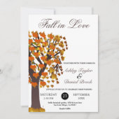 エレガントなロマンティックツリー 秋の恋愛 紅葉 ウェディング 招待状 (正面)