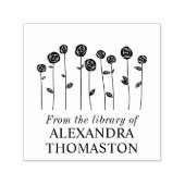 エレガントなロングステムローズ 図書館の本の名前 セルフインキングスタンプ (デザイン)