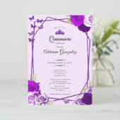 エレガントなローズとクラウン パープル キンセアニエラ 招待状 (スタンド正面)