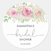 エレガントなローズのブライダルシャワー ラウンドシール (正面)