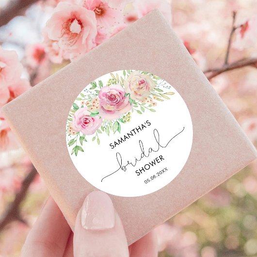 エレガントなローズのブライダルシャワー ラウンドシール
