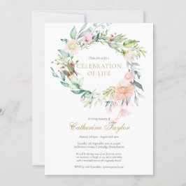 エレガントなローズの花の生命のお祝い 追悼式の案内 招待状