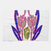 エレガントなローズウォーターカラーアートプリント キッチンタオル (横)