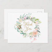 エレガントなローズガーランド ビジネス サンクス ポストカード (正面/裏面)