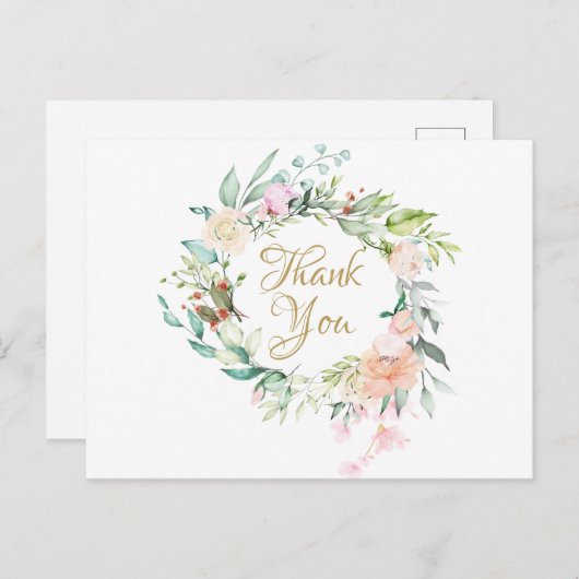 エレガントなローズガーランド ビジネス サンクス ポストカード (正面/裏面)