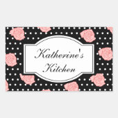 エレガントなローズキッチンステッカー 長方形シール (正面)