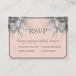 エレガントなローズグレー＆グレーメニュー選択 RSVP ポストカード