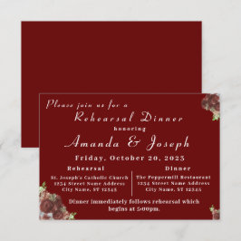 エレガントなローズコサージュ リハーサルディナー招待状 招待状