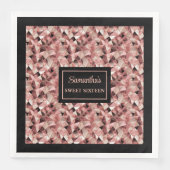 エレガントなローズゴールドとブラックのナプキン トレンディーパーティー (正面)