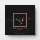 エレガントなローズゴールドとブラック フォトプラーク (正面)