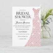 エレガントなローズゴールドのウェディングドレス ブライダルシャワー 招待状 (スタンド正面)