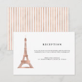 エレガントなローズゴールドのエッフェル塔　ウェディング・レセプション エンクロージャーカード (正面/裏面)