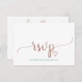 エレガントなローズゴールドのカリグラフィー結婚式ウェブサイトの出欠確認 出欠カード (正面/裏面)