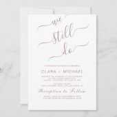 エレガントなローズゴールドのカリグラフィー誓約更新招待状 招待状 (正面)