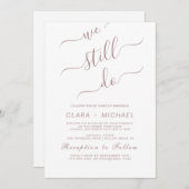 エレガントなローズゴールドのカリグラフィー誓約更新招待状 招待状 (正面/裏面)