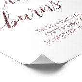 エレガントなローズゴールドのカリグラフィー　このキャンドルは燃える ポスター (角)