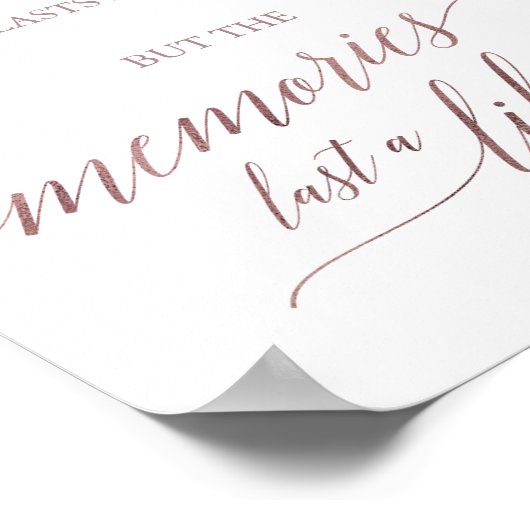 エレガントなローズゴールドのカリグラフィー  酔い覚ましと記憶 ポスター (角)