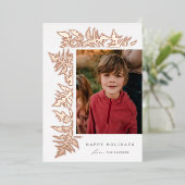 エレガントなローズゴールドのガーランド2枚の写真クリスマス 箔シーズンカード (立ち正面)