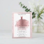 エレガントなローズゴールドのキンセアニエラドレス ポストカード (スタンド正面)