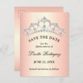 エレガントなローズゴールドのキンセアニエラ・セーブ・ザ・デート ポストカード (正面/裏面)