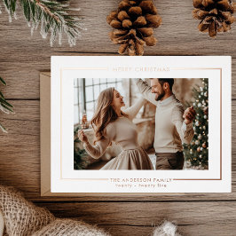 エレガントなローズゴールドのクリスマスカード 箔シーズンポストカード
