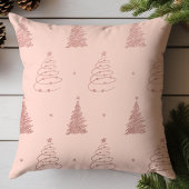 エレガントなローズゴールドのクリスマスツリー柄 クッション
