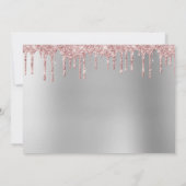 エレガントなローズゴールドのグリッターがスウィート16に滴る 招待状 (裏面)