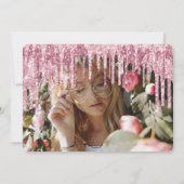 エレガントなローズゴールドのグリッターがスウィート16に滴る 招待状 (裏面)