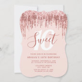 エレガントなローズゴールドのグリッターがスウィート16に降り注ぐ 招待状 (正面)
