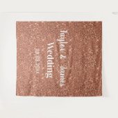 エレガントなローズゴールドのグリッターウェディングバックドロップ タペストリー (正面(横))