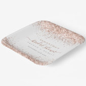 エレガントなローズゴールドのグリッター名前と日付のプリンセスシャワー ペーパープレート (傾斜あり)
