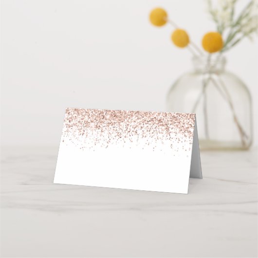 エレガントなローズゴールドのグリッター名前と日付 ウェディング プレイスカード (裏面)