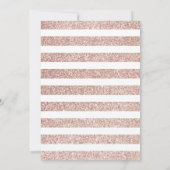 エレガントなローズゴールドのグリッター ストライプ ブライダル シャワー 招待状 (裏面)