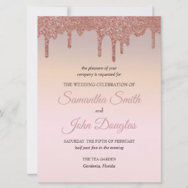 エレガントなローズゴールドのグリッター、ピーチとブラックのテキスト