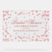 エレガントなローズゴールドのグリッター ブライダルシャワーのお出迎え アクリルサイン (正面)