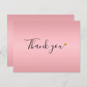 エレガントなローズゴールドのスクリプト サンキューカード (正面/裏面)