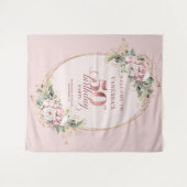 エレガントなローズゴールドのフラッシュ・フラワーズ 50歳の誕生日 タペストリー (正面(横))